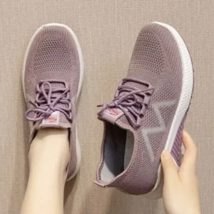 Whataoffers Women Fashion Breathable Fly Knit Sneakers