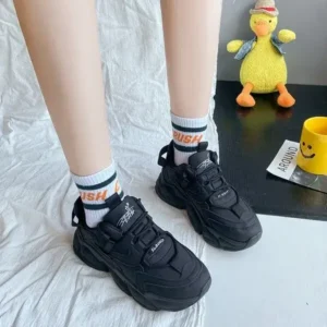 Whataoffers Women Fashion Platform Lace-Up Sneakers