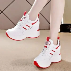 Whataoffers Women Fashion Platform Lace-Up Sneakers