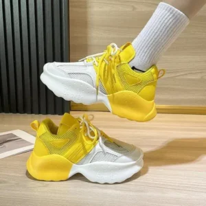 Whataoffers Women Fashion Gradient Mesh Breathable Sneakers