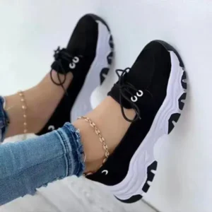 Whataoffers Women Fashion Lace Up Platform Casual Sneakers