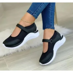 Whataoffers Casual Velcro Platform Plus Size Mesh Sneakers