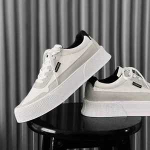 Whataoffers Men'S Fashion Color-Block Canvas Platform Sneakers