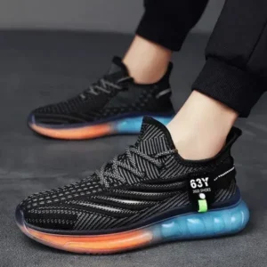 Whataoffers Men'S Casual Jelly Color Sole Breathable Mesh Sneakers