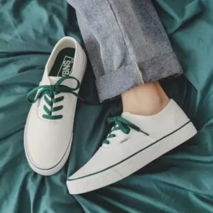 Whataoffers Fashion Solid Color Breathable Canvas Shoes