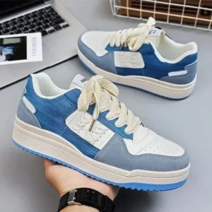 Whataoffers Men'S Fashion Letter Pattern Color Block Sneakers