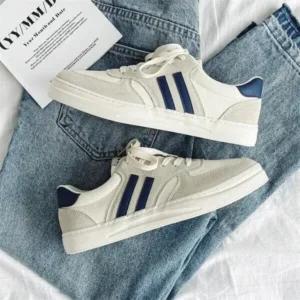 Whataoffers Men'S Casual Retro Stripe Canvas Sneakers