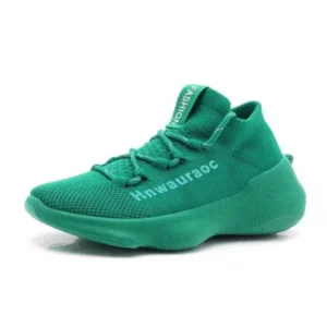 Whataoffers Couple Fashion Lace Up Design Knitted Mesh Breathable Sneakers