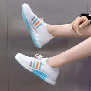 Whataoffers Women Casual Sports Lace Up Design Mesh Breathable Sneakers