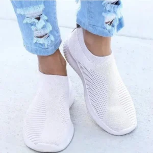 Whataoffers Women Casual Sports Mesh Breathable Design Solid Color Wedge Sneakers