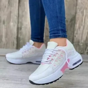 Whataoffers Women Fashion Casual Lace Up Design Air Cushion Platform Sneakers