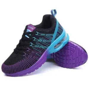 Whataoffers Women Fashion Casual Lace Up Design Mesh Breathable Air Cushion Shock Absorbing Sneakers