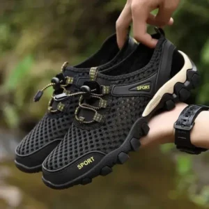 Whataoffers Men Fashion Mesh Wear-Resistant Hiking Sneakers