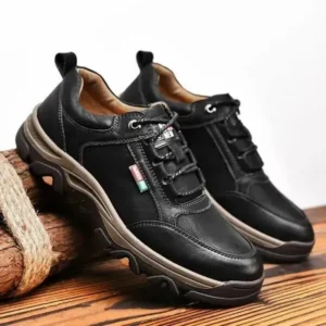 Whataoffers Men Fashion Breathable Pu Boarded Sneakers