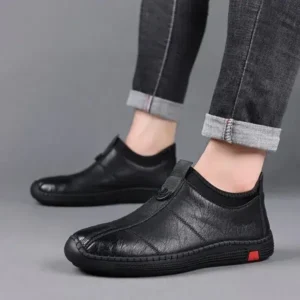 Whataoffers Men Casual Non-Slip Flat Pu Shoes