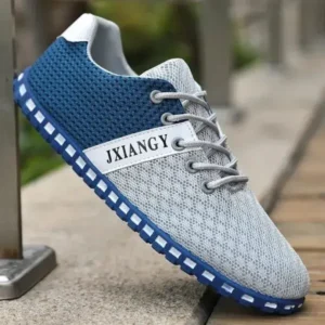 Whataoffers Men Casual Color Matching Breathable Mesh Flat Shoes