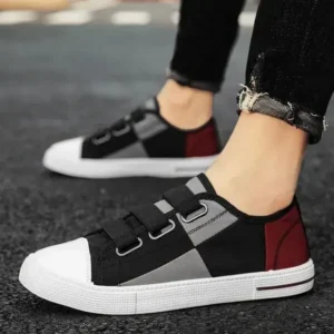 Whataoffers Men Fashion Color Matching Low Top Flat Canvas Shoes