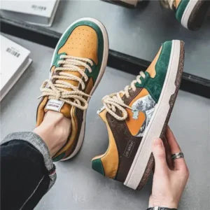 Whataoffers Men Fashion Breathable Color Matching Casual Sneakers