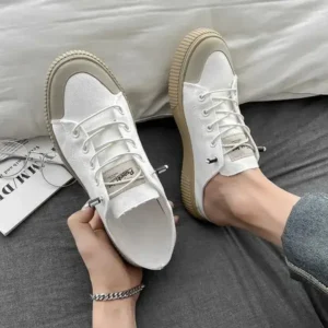 Whataoffers Men Casual Breathable Simple Canvas Shoes