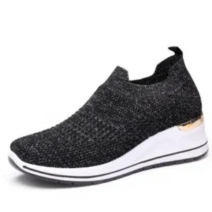 Whataoffers Women Casual Mesh Knit Design Breathable Comfort Wedge Platform Sneakers