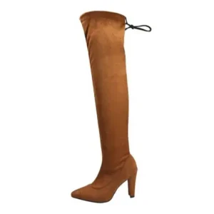 Whataoffers Women Fashion Plus Size Solid Color Over The Knee Boots