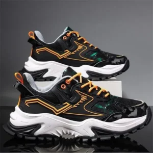 Whataoffers Men Spring Autumn Fashion Casual Colorblock Mesh Cloth Breathable Rubber Platform Shoes Sneakers