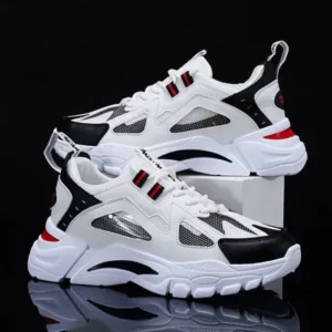 Whataoffers Men Spring Autumn Fashion Casual Colorblock Mesh Cloth Breathable Lightweight Rubber Platform Shoes Sneakers