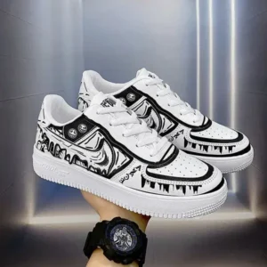 Whataoffers Men Fashion Graffiti Breathable Sneakers