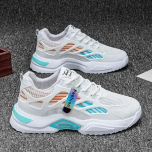 Whataoffers Men'S Fashion Breathable Mesh Color Block Sneakers