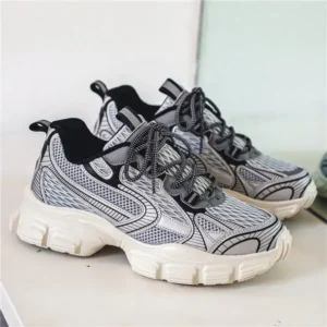 Whataoffers Men'S Fashion Breathable Mesh Shoes Platform Sneakers