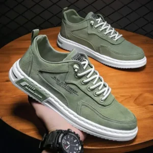 Whataoffers Men Fashion Breathable Lightweight Non-Slip Large Size Canvas Sneakers