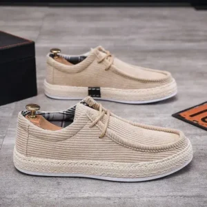 Whataoffers Men'S Fashion Breathable Stripe Canvas Shoes