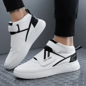 Whataoffers Men'S Fashion Thick-Soled Breathable Pu Stitching Sneakers