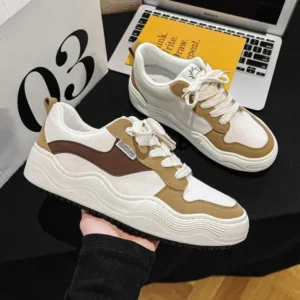 Whataoffers Men'S Fashion Black White Matching Wave Sneakers