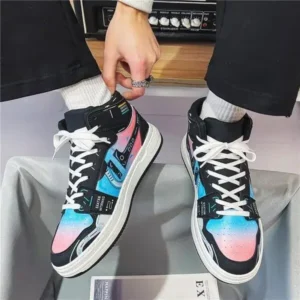 Whataoffers Men'S Fashion Color Matching Breathable High Top Sneakers