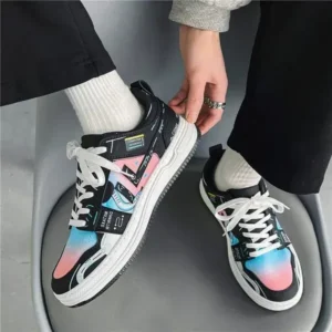 Whataoffers Men'S Fashion Breathable Color Block Low-Top Sneakers