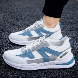 Whataoffers Men'S Casual Breathable Color Block Pu Sneakers