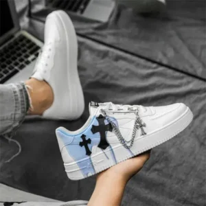 Whataoffers Men'S Fashion Cross Pattern Breathable Sneakers