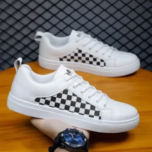 Whataoffers Men'S Fashion Plaid Breathable Sneakers