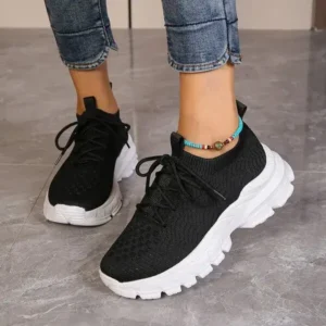 Whataoffers Women Fashionable Thick-Soles Breathable Sneakers