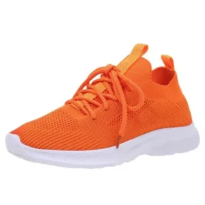 Whataoffers Women Casual Plus Size Solid Color Breathable Sneakers