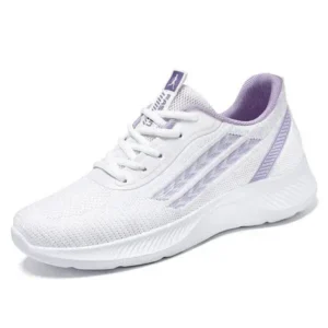 Whataoffers Women Fashion Plus Size Mesh Breathable Lace-Up Sneakers