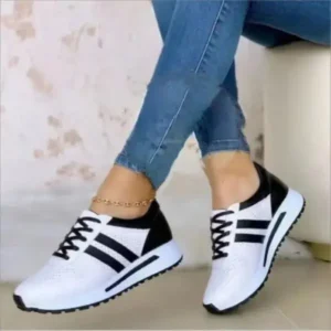 Whataoffers Women Fashion Plus Size Comfortable Mesh Breathable Thick-Soled Sneakers