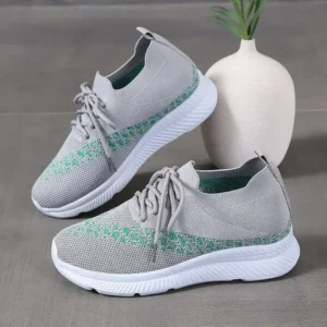 Whataoffers Women Fashion Casual Plus Size Mesh Breathable Lace-Up Sneakers