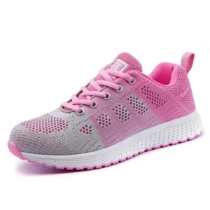 Whataoffers Women Fashion Casual Color Blocking Lace-Up Mesh Breathable Sneakers