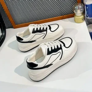 Whataoffers Women Fashion Platform Lace-Up Sneakers