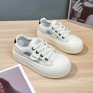 Whataoffers Women Fashion Breathable Hollow Casual Sneakers Thick Soled Sneakers