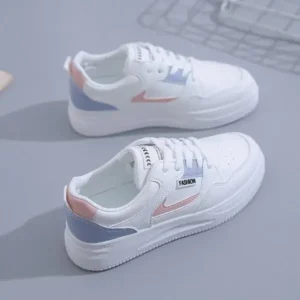 Whataoffers Women Fashion Round Toe Thin Strap Platform Sneakers