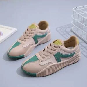 Whataoffers Women Fashion Color Block Breathable Sneakers