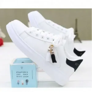 Whataoffers Women Fashion Flat Solid Color Lace-Up Sneakers